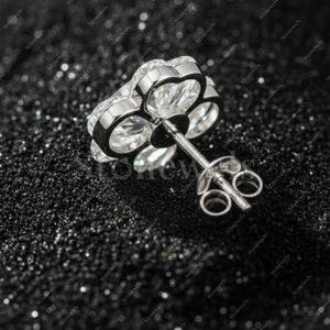 Unique Shamrock Shaped Solitaire Moissanite / Diamond Earrings for Women - Product Image 3