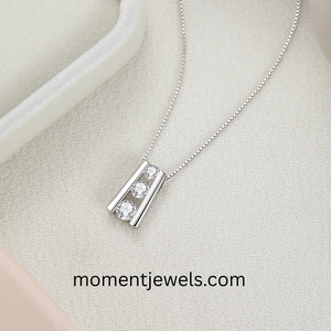 Collier pendentif à 3 pierres en argent 925 plaqué rhodium, chaîne à maillons, bijoux géométriques en zircon pour mariage, fiançailles, cadeau - Product Image 3