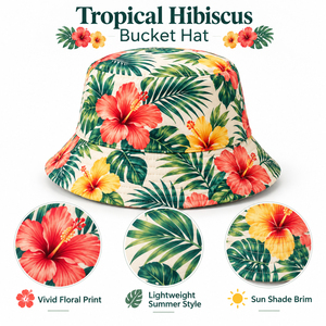 Sombrero de Pescador con Estampado Floral Tropical, Unisex, para Playa, Verano, Casual, de Poliéster y Lona, con Protección Solar - Product Image 5