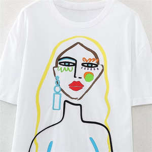 Camisetas de Cuello Redondo de Algodón Tejido con Estampado Casual de Primavera para Mujer, Personalizadas - Tela Suave y Cómoda para Marcas de Moda y Pedidos al por Mayor - Product Image 4