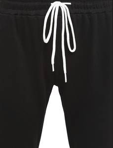 Pantalon de jogging noir pour femme avec bande latérale grise, taille élastique et cordon de serrage, décontracté, respirant, en maille, pour l'automne - Product Image 6