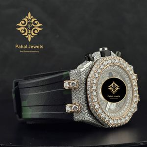 Reloj de Cuarzo de Lujo con Incrustaciones de Diamantes, Esfera de Cristal de Zafiro, Caja de Acero Inoxidable, Correa Verde, Fecha Automática, Caja Incluida - Product Image 4