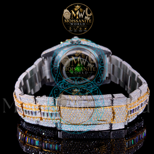 Reloj de Lujo Moderno Unisex de Acero Inoxidable con Incrustaciones de Diamantes, Esfera Cuadrada de 41 mm, Cristal de Zafiro, Cuarzo Analógico con Visualización de Fecha - Product Image 4