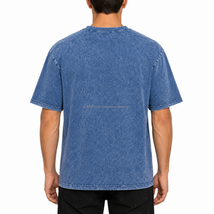 เสื้อยืดโอเวอร์ไซส์ผ้าฝ้ายแท้ 100% ล้างสีแบบแอซิดวอช แขนสั้น ยูนิเซ็กส์ สไตล์ลำลอง รับผลิตแบบ OEM ODM พร้อมสกรีนโลโก้ตามสั่ง - Product Image 3