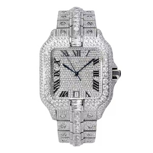Reloj de Lujo con Diamantes de Cuarzo Moissanite para Hombre, Reloj de Pulsera Premium con Incrustaciones de Diamantes, Reloj de Cuarzo Moissanite Ice Momentum - Product Image 1