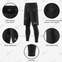 Shorts de sport pour femmes musulmanes modestes 2 en 1, taille haute, séchage rapide, respirant, pour la course à pied, la gym, le yoga, vêtements de sport, coupe régulière, UPF50+