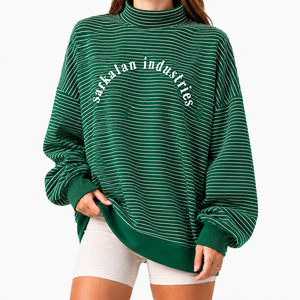 Custom <b>Women's</b> Mockneck <b>Sweatshirt</b> <b>Lightweight</b> French Terry Drop Shoulder Casual Daily Apparel Factory Supplier - Product Image 1