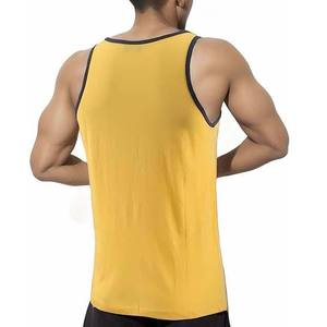Camisetas sin mangas personalizadas para hombre de Nesta Sports OEM, talla grande, de algodón transpirable, con rayas amarillas y negras, para entrenamiento. - Product Image 2