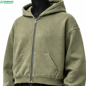 Sweat à capuche zippé pour homme de qualité supérieure, logo personnalisé, haute qualité, 350 GSM, effet délavé à l'acide. - Product Image 5
