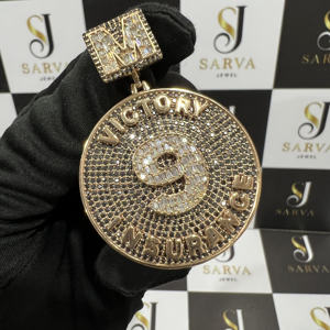 Pendentif rond en argent 925 avec diamant moissanite VVS, excellente qualité, forme certifiée IGI, pendentifs sertis de diamants pour hommes et femmes - Product Image 2