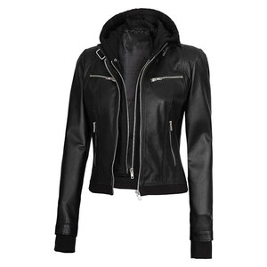 Women's Brown Genuine Leather Bomber Motorcycle Jacket Full Sleeve Breathable <b>Zipper</b> Closure Regular Length Autumn Style - Product Image 2