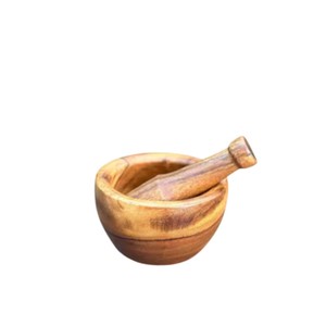 Handmade Wood Mortar and Pestle Set Natural Wooden Spice <b>Grinder</b> for <b>Herbs</b> Garlic and Nuts & Traditional Kitchen Tool - Product Image 6