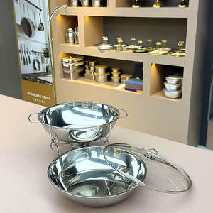 Chafing Dish Stainless Steel <b>Buffet</b> Food Warmer Glass Lid Ornate Gold Pillar Stand Hotel Catering <b>Server</b> - Product Image 6