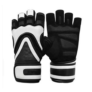 Gants de fitness rayés noir et blanc avec sangle de poignet intégrée, équipement d'entraînement de force, fournisseur professionnel pour salles de sport - Product Image 2