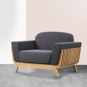 Fauteuil lounge scandinave moderne avec structure en teck massif - Product Image 1