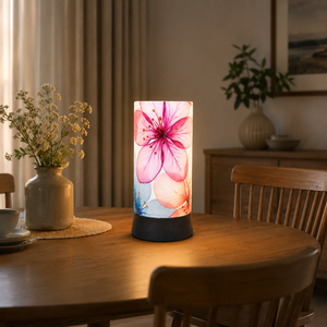 Floral Glow Decorative Table Lamp Pink Flower Printed Bedside <b>Night</b> <b>Light</b> Modern LED Accent Lamp for Bedroom Living Room Home - Product Image 3