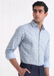 เสื้อเชิ้ตผู้ชายลายดอกไม้ 100% ผ้าฝ้าย ODM แขนยาว กระดุมสองแถว ปกคอพับ ระบายอากาศได้ดี เหมาะสำหรับฤดูร้อน - Product Image 2