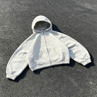 Ensemble de survêtement LAYENNE personnalisé avec logo, deux pièces, lourd, vintage, sweat à capuche et pantalon de survêtement, zippé, ample, oversize, uni, pour la gym