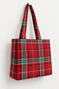 Sac fourre-tout en toile à carreaux bleus, style preppy, ouvert en dessus, pour toutes les saisons, sac de shopping - Product Image 2