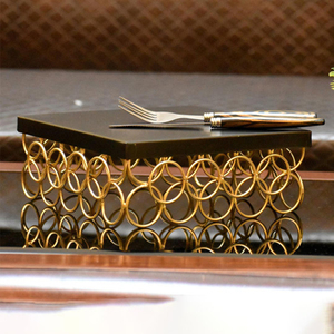 Elegant Square Resin <b>Cake</b> Stand With Gold Interlocking Metal Ring Base Luxury Dessert Platter For <b>Wedding</b> & Party Decoration - Product Image 2