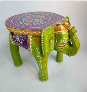 Taburete Decorativo Ecológico Ligero de Madera con Forma de Elefante, Diseño Art Deco Hecho a Mano, Pintado a Mano, para Diwali o Jubilación - Product Image 3