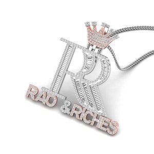 925 <b>Silver</b> + Moissanite Rao & Riches Letter Pendant <b>Charm</b> with Luxury Design Hip Hop Style Unisex Party Gift Wedding Pendant - Product Image 4