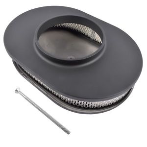 12 \ "aluminio negro + elemento totalmente Aletado traje de filtro de aire ovalado 4 barriles carbohidratos SBC Classic Chevy para Ford Mopar 5-1/8 \" carbohidratos - Product Image 2