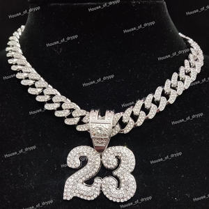 Colgante de Plata de Ley con Número 23 y Diamantes de Moissanita para Unisex, Joyería de Estilo Hip Hop - Product Image 2