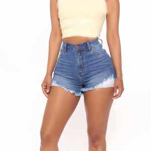 Shorts para Mujer a Precio Económico, Shorts de Moda, Pantalones Vaqueros, Color Azul Sexy, Shorts de Mezclilla de Algodón para Mujer, Logotipo Personalizado - Product Image 3