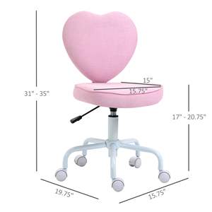 Swivel Home Office Computer <b>Chair</b> with Love Shape Linen Fabric Vanity Seat for Girls and Women Leisure <b>Chair</b> <b>on</b> <b>Wheels</b> - Product Image 3