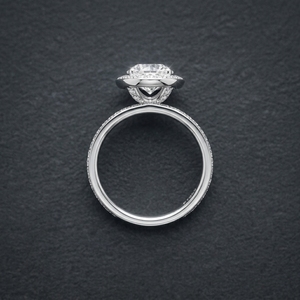 Anillo de Compromiso de Platino PT950 con Halo de Diamantes Redondos Brillantes para Mujer, con Diamantes Naturales Certificados por IGI, Estilo Clásico - Product Image 3