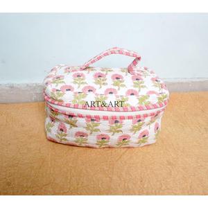 New Arrival Wholesale Handcrafted Striped Eco-Friendly Pure Cotton Vanity Set Traveling Makeup Bag Cosmetic Organizer - Product Image 1