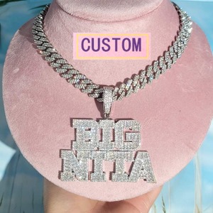 OEM Custom Stylish Varsity Letter Pendant Necklace Diamond 925 Sterling <b>Silver</b> Luxury Hip Hop Jewelry Women's Party - Product Image 6