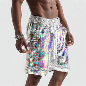 Pantalones Cortos de Invierno con Pedrería OEM para Hombre, Estilo Urbano, de Forro Polar con Cordón en la Cintura - Product Image 3