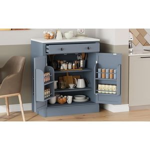 TOPMAX Dispensa da Cucina Moderna Autoportante con 2 Ripiani Regolabili, Mobile Bar Caffè, Cassettiera Buffet per Conservazione Alimenti e Video di Montaggio Inclusi - Product Image 2
