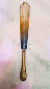 Cuerno de zapato de buey 34 cm de largo mango de latón de níquel pulido SANIYA HANDICRAFT estilo Animal de buena calidad para hombres de negocios que usan zapatos - Product Image 2