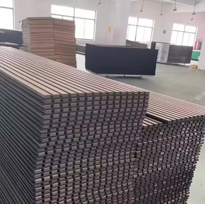 Panel Acústico de Madera con Acabado de Chapa Moderna en 3D, 600mm*2400mm, Panel de Pared Ignífugo de Fibra de Poliéster para Hoteles, Villas y MDF - Product Image 3