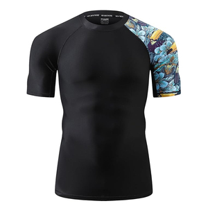 Wholesale Men Rash Guard T <b>Shirt</b> <b>Compression</b> Short Sleeve Swim <b>Shirt</b> UV Protection Custom Logo OEM - Product Image 2
