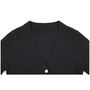 Women's Custom-Made ODM OEM Fashion <b>Cardigan</b> with Thin Regular-Fitting Long Sleeves and Vee Neck - Product Image 5
