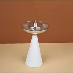 Quemador de incienso de lujo de latón con base cónica de mármol blanco, moderno quemador árabe de Oud, incensario de aromaterapia de metal perforado - Product Image 3