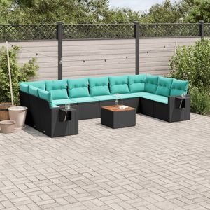 Set Divano da Esterno 11 Pezzi in Polyrattan Nero con Cuscini - Elegante Collezione Arredamento da Giardino - Product Image 1