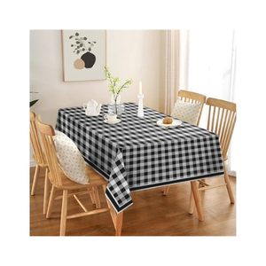 Elegant Black White Polka Dot Cotton Round Tablecloth 140X140Cm 200 GSM With Ruffled Edge For Hotel Dining And Bulk Orders - Product Image 3