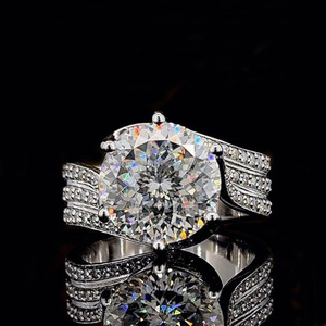 Anillo de Compromiso con Diamantes Moissanite de Corte Portugués, Anillo de Boda de Plata de Ley 925 para Mujer, Regalos de Aniversario para Esposa - Product Image 1