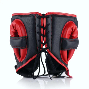 Dernier modèle de protection de tête multicolore rouge pour entraînement de kickboxing, en cuir de vachette véritable, face ouverte, équipement de Muay Thai - Product Image 2