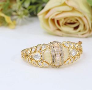 Exquisite <b>Antique</b> Look <b>Gold</b> Plated Moissanite Kundan <b>Bangles</b> Wear for Functions Two Pair Of <b>Bangle</b> Set for Women Girl - Product Image 3