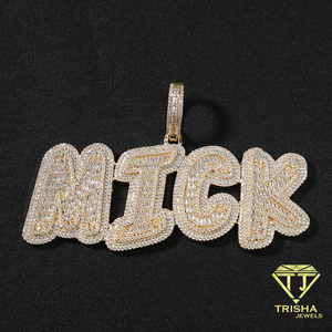MICK <b>Name</b> Pendant Necklace Gold Tone Moissanite Paved Custom Letter Jewelry Iced Out Hip Hop <b>Chain</b> Necklace For Women - Product Image 1