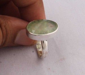 Wholesale 925 Sterling <b>Silver</b> Natural Green Amethyst Classic Oval Faceted Gemstone Bezel Set Handmade <b>Statement</b> <b>Ring</b> - Product Image 2