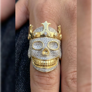 Gold Moissanite Skull King <b>Ring</b> Iced <b>Crown</b> <b>Ring</b> Hip Hop Jewelry Luxury Mens Statement <b>Ring</b> Gothic Fashion Gift Custom Design - Product Image 6