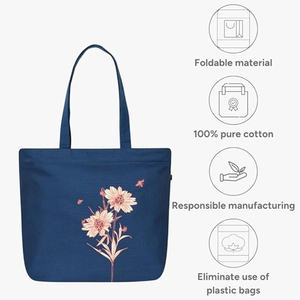OEM Custom Logo <b>Canvas</b> <b>Tote</b> Bag Eco-Friendly Reusable Cotton with Pocket Zipper Size Options Available <b>Canvas</b> <b>Tote</b> Bag - Product Image 5