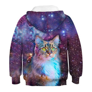 Sweat à capuche unisexe imprimé chat galaxie, coupe classique, décontracté, 100 % polyester, impression par sublimation, pour l'automne - Product Image 3
